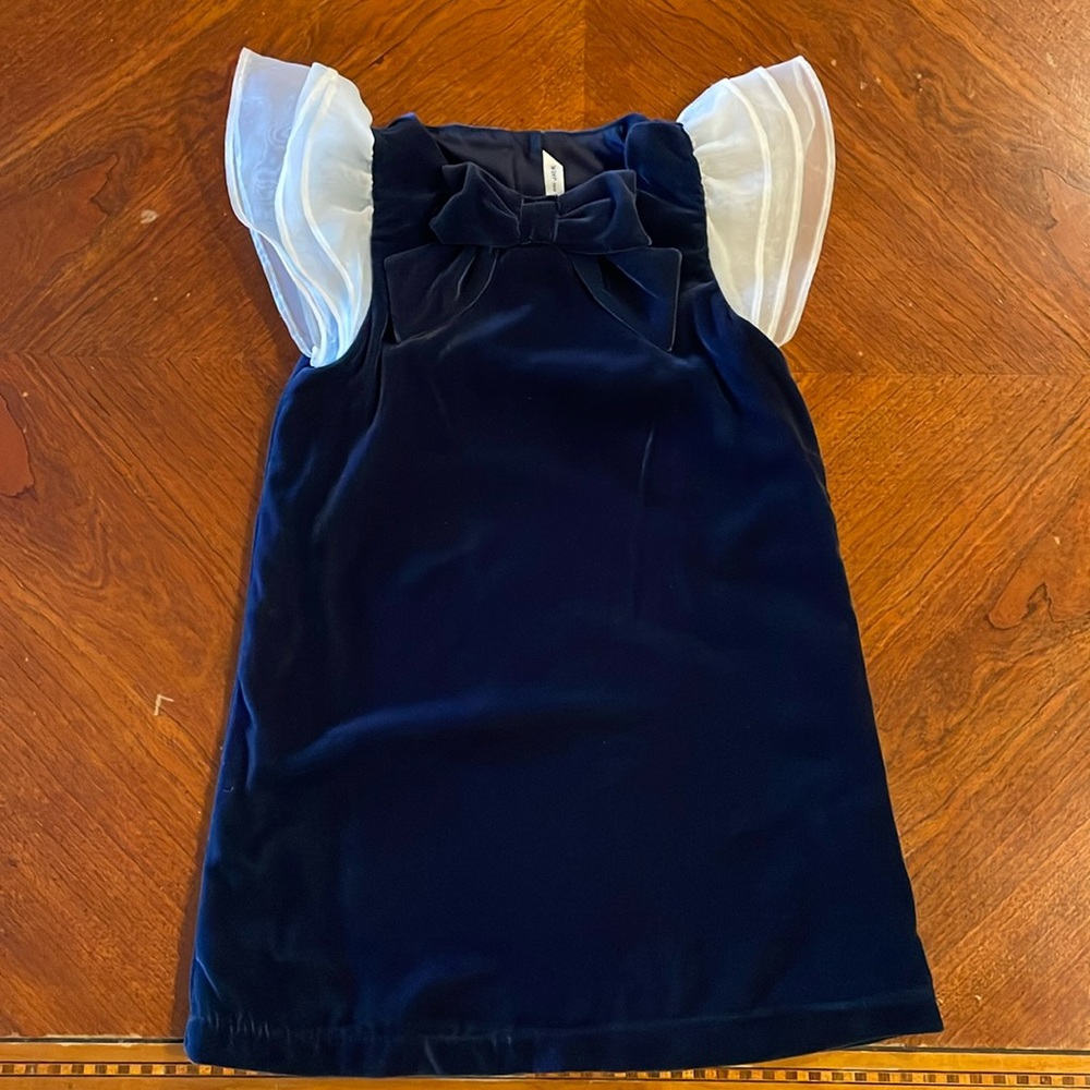 Janie and Jack blue velvet dress sz 5